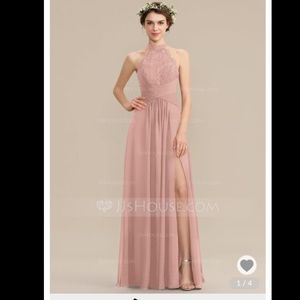 Dusty rose a-line maxi bridesmaid dress